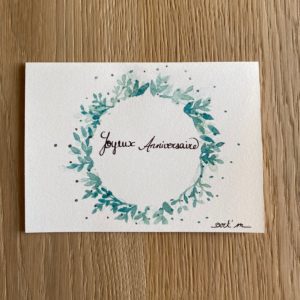 Carte de voeux – Joyeux Anniversaire – Couronne verte