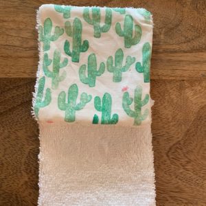 LutryNature – Lingette démaquillante coton et éponge – Cactus/Blanche