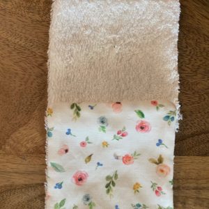 LutryNature – Lingette démaquillante coton et éponge – Fleurs/Blanche