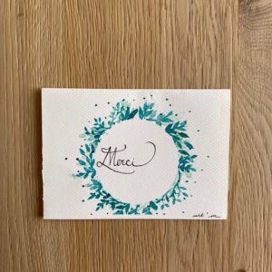 Carte de voeux – Merci – Couronne verte