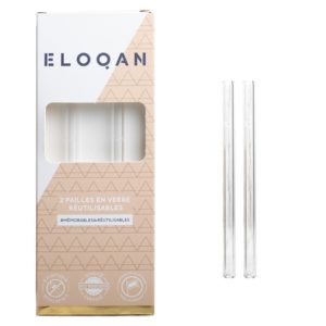 Eloqan – 2 Pailles en verre – 15cm (pack air)