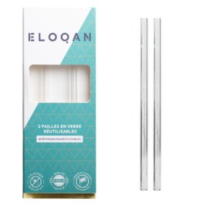 Eloqan – 2 Pailles en verre – 20cm(pack eau)