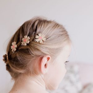 Luciole et Petit Pois – Barrette pour cheveux – Fleurs dorées
