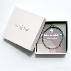 Les Mots Doux – Bracelet “Make a wish” 3mm – Bleu