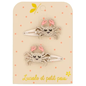 Luciole et Petit Pois – Barrette pour cheveux – Crabes (paire)