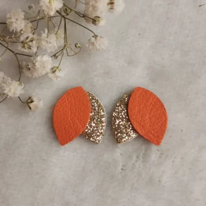 Brut de Cuir – Boucles d’oreilles – Pauline – Orange