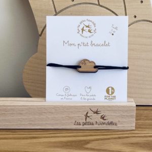 Les Petites Hirondelles – Bracelet vert en bois taille S – Nuage