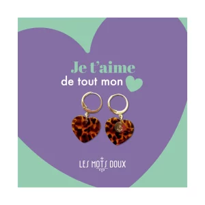 Les Mots Doux – Boucles d’oreilles coeur écailles de tortue