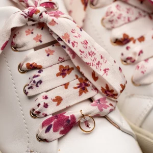 Mon Lacet Français – Lacets fleuris rose et marron 120cm