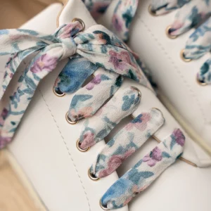Mon Lacet Français – Lacets fleuris bleu et rose 120cm