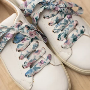 Mon Lacet Français – Lacets fleuris bleu et rose 120cm