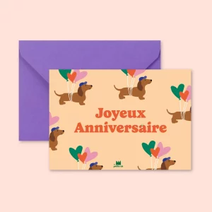 Ma petite vie – Mini carte de voeux – Joyeux anniversaire teckel