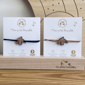 Les Petites Hirondelles – Bracelet vert en bois taille S – Hirondelles
