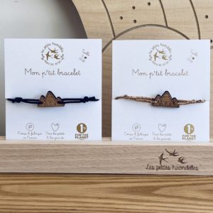 Les Petites Hirondelles – Bracelet vert en bois taille S – Montagne