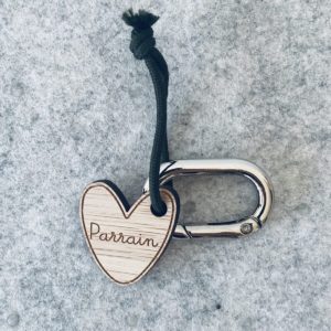 Les Petites Hirondelles – Porte clé coeur parrain