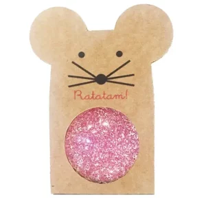 Ratatam – Balle rebondissante souris à paillettes rose