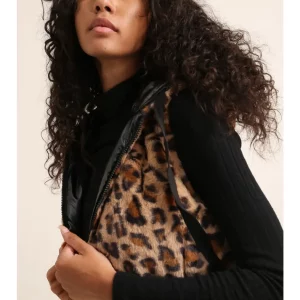 Attrait Paris – Veste en fourrure léopard réversible – Noir