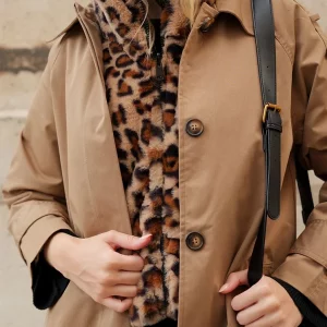 Attrait Paris – Veste en fourrure léopard réversible – Noir