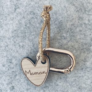 Les Petites Hirondelles – Porte clé coeur doré  »Maman »