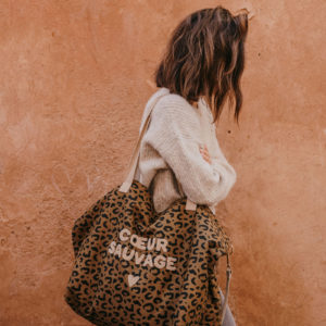 Zakuw – Sac cabas XL- Coeur sauvage léopard