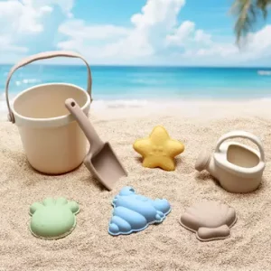 Rammelaartje – Seau en silicone avec accessoires – Beige