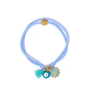 Le Petit Lien de Paris – Bracelet Gri Gri – Bleu-Ciel-Fleur