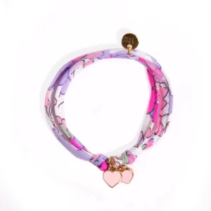 Le Petit Lien de Paris – Bracelet Liberty Coulissant DOUBLE COEUR – Fluo Lilas