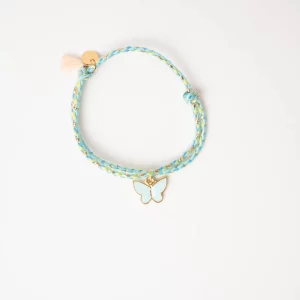 Le Petit Lien de Paris – Bracelet Tressé Charm’s Papillon Turquoise
