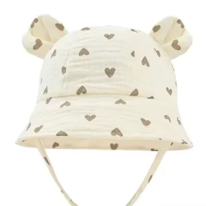 Rammelaartje – Chapeau de Soleil Hydrophile Pour Bébé – Coeur Beige
